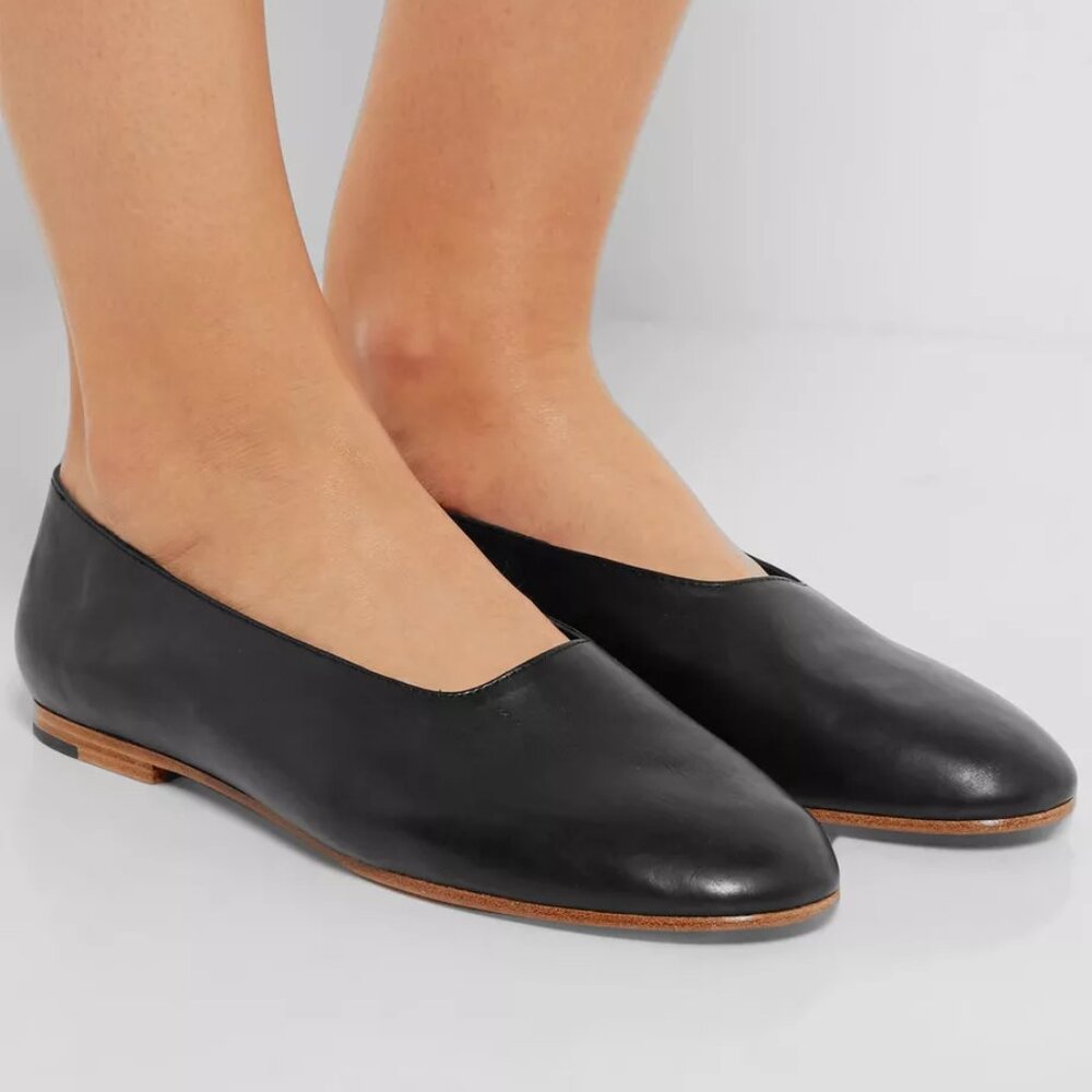 NIB Vince Maxwell Italian Leather Ballet Flat Gloveβ Shoes in Black $225 - Picture 8 of 10